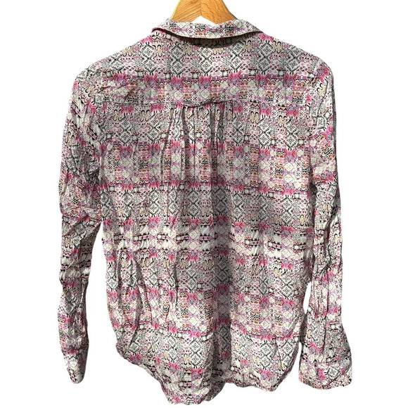 Maeve by Anthropologie Women's Islet Geometric Print Button Down Blouse Medium - Picture 3 of 9